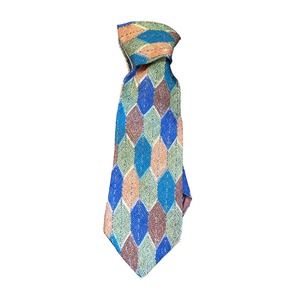 Vintage Coogi Australia Multicolored Geometric Patterned Silk Tie One Size